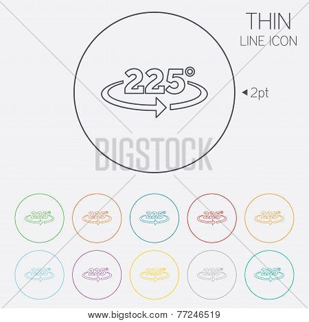 Angle 225 degrees sign icon. Geometry math symbol