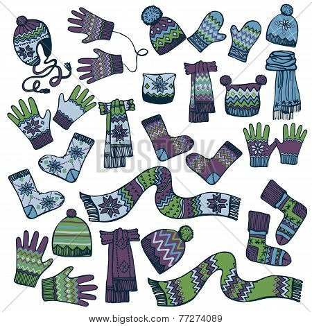 Colored Sketchy.Males knitted clothing accessories set