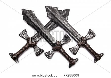 Medieaval swords isolated on the white