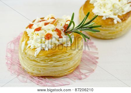 Homemade Bagel With Cheese And Rosemary