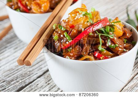 Fried Rice Noodles With Shrimp.