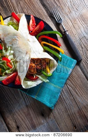 Tortilla With Chili Con Carne.