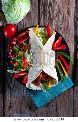 Tortilla With Chili Con Carne.