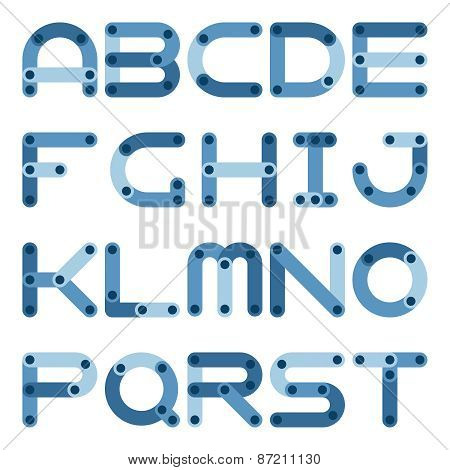 Vector Flat Alphabet In Building Kit Style.