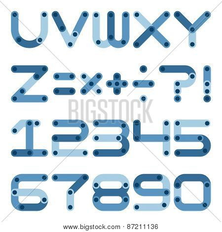 Vector Flat Alphabet In Building Kit Style.