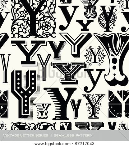 Seamless vintage pattern of the letter Y 