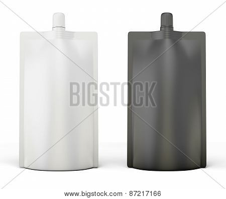 Black And White Template Package Doypack Front View