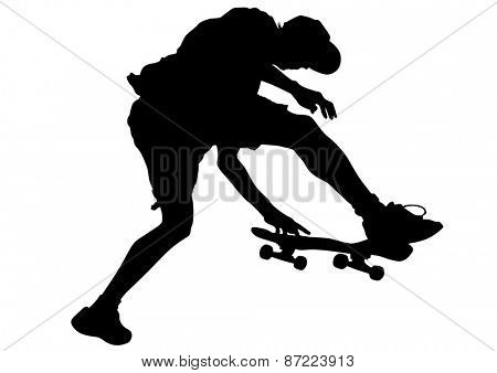 Silhouette athletes of skates on white background 