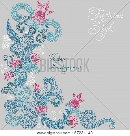 vector blue and red floral pattern