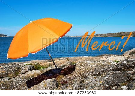 Swedish Coast With French Merci Means Thank You