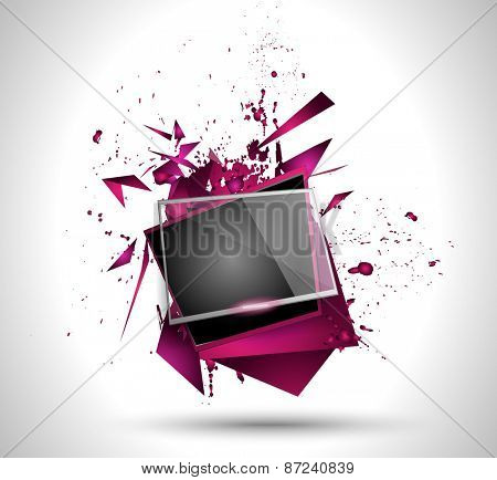 Glass Banner with Abstract Shape and glossy effect with transparent shadows. Idea to use as adtertisement panel, infographic backgrpund, item showcase and so on