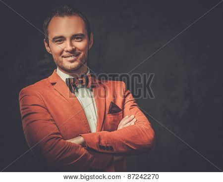 Sharp dressed fashionist wearing jacket and bow tie