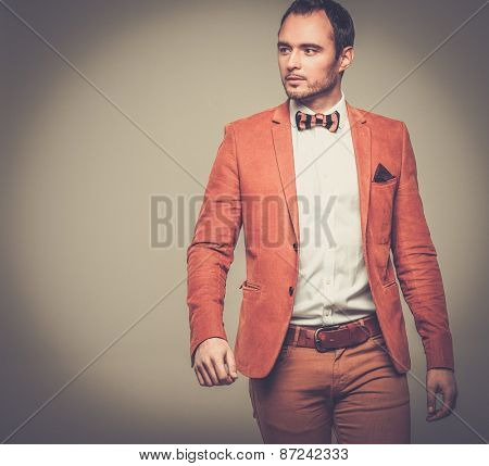 Sharp dressed fashionist wearing jacket and bow tie