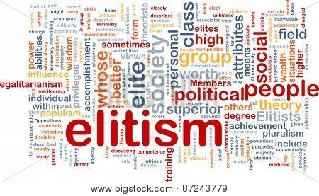 Background text pattern concept wordcloud illustration of elitism