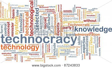 Background text pattern concept wordcloud illustration of technocracy