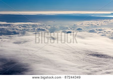 Wide cloud landscape aerial view from a plane