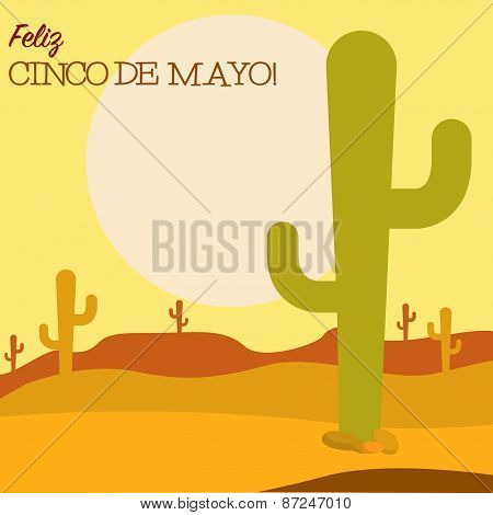 Desert Cinco De Mayo Card In Vector Format.