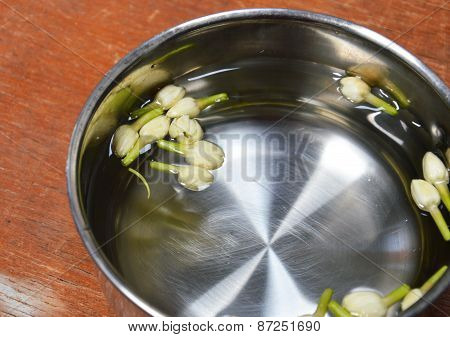 jasmine in silver bowl