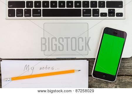 Macboock And Notes And Phone