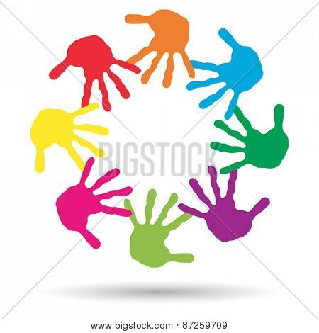 Vector concept or conceptual circle or spiral set made of colorf