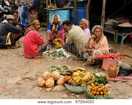 Traditional Tribal Market On An Island Timor, Indonesia