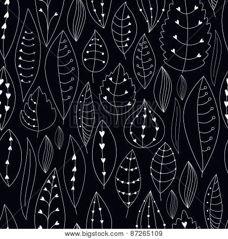 Seamless Texture With Floral Elements. Leaves Pattern.