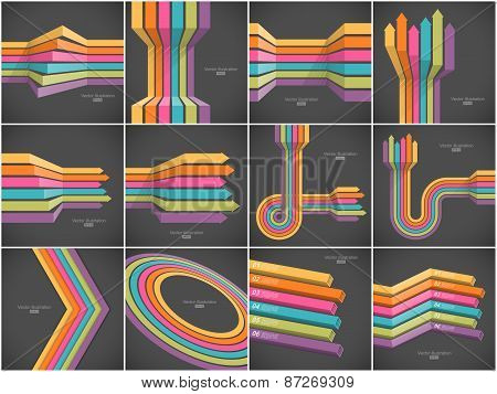 Set of colorful lines backgrounds