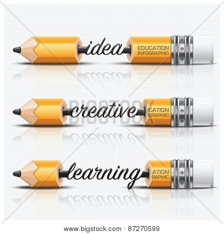 Education And Learning Step Infographic With Carve Pencil Lead