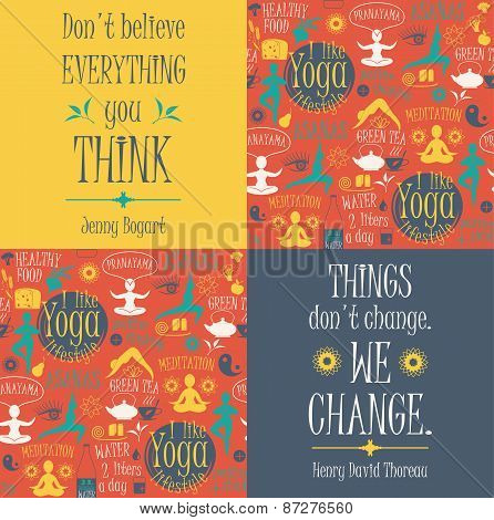 Yoga Background With Yogic Quotes.
