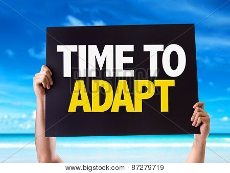 Time To Adapt card with beach background