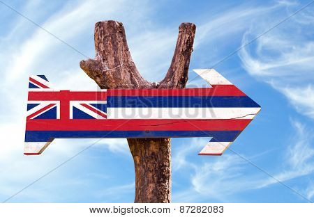 Hawaii Flag sign with sky background