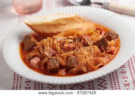 Bigos, the traditional Polish stew of cabbage and meat