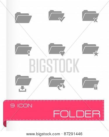Vector black folder icon set