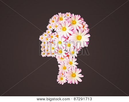 3D Image Of Girl Flower Head