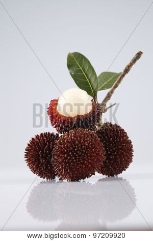 pulasan  thick skin or wild rambutan on the white background