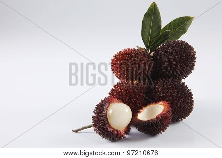 pulasan  thick skin or wild rambutan on the white background