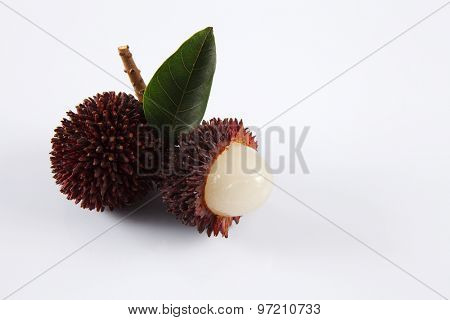 pulasan  thick skin or wild rambutan on the white background