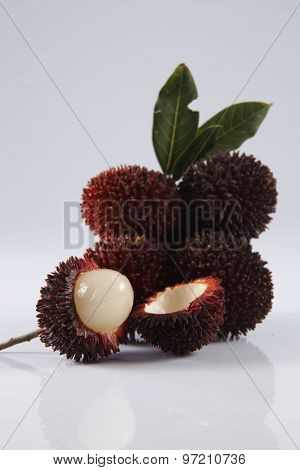 pulasan  thick skin or wild rambutan on the white background