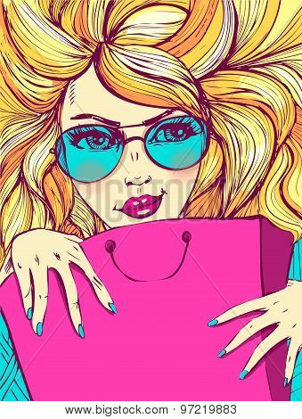 Vector Fashion shopping girl