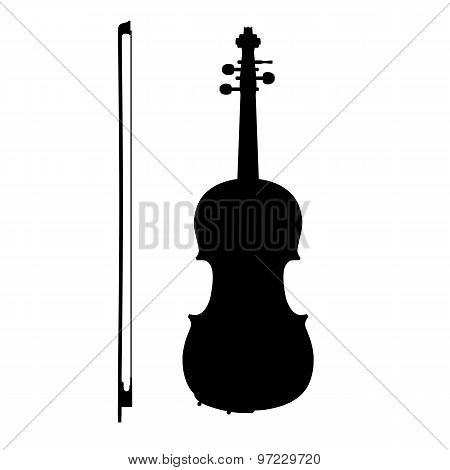 Silhouette Of Violin With The Bow