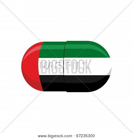 Uae Patriotic Pill. United Arab Emirates Capsule Flag. Vector Illustration Medical Tablet
