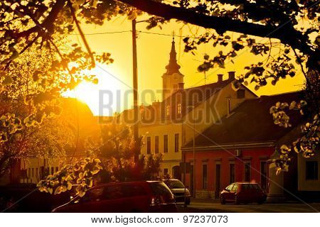 Eastern European Town Of Krizevci Golden Sunset
