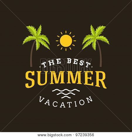 Summer Holidays Hipster Vintage Label Or Badge. Vector Design Element