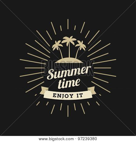 Summer Holidays Hipster Vintage Label Or Badge. Vector Design Element