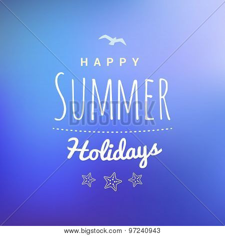 Vintage Hipster Summer Holidays Label Or Badge. Vector Design Element On Coloful Summer Background