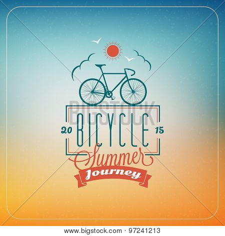 Vintage Hipster Summer Holidays Label Or Badge. Vector Design Element On Coloful Summer Background