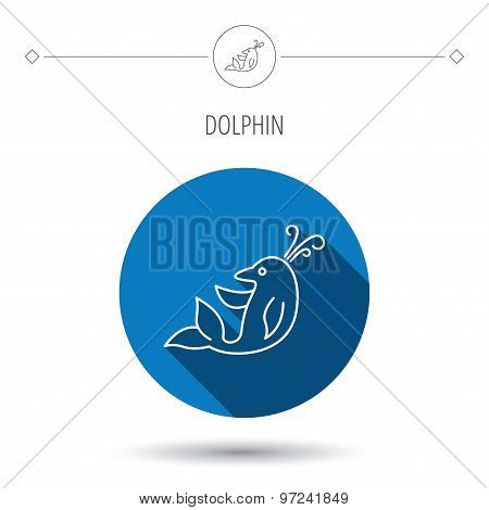 Dolphin icon. Cetacean mammal sign.