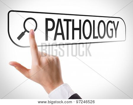 Pathology written in search bar on virtual screen