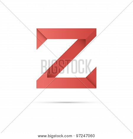 Letter Z colored paper origami