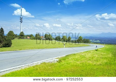 An image of a winding road at the Hoher Peissenberg Bavaria Germany